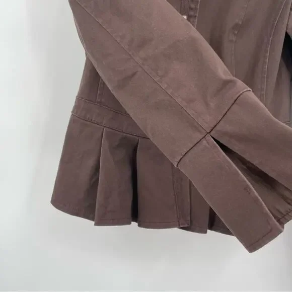 Boston Proper‎ Brown Blazer Peplum Pleated Size 8 - Picture 10 of 13